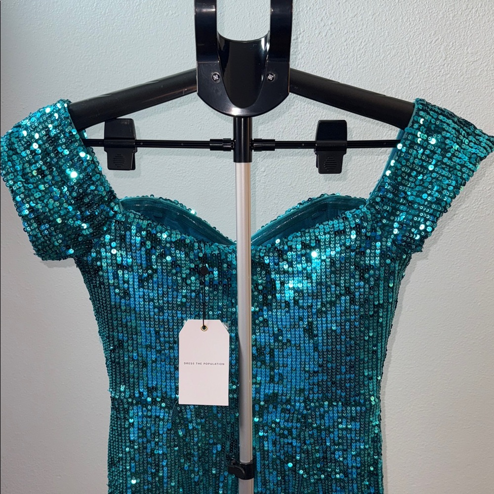 Dress the Population Teal Sequin Dress - Picture 7 of 8